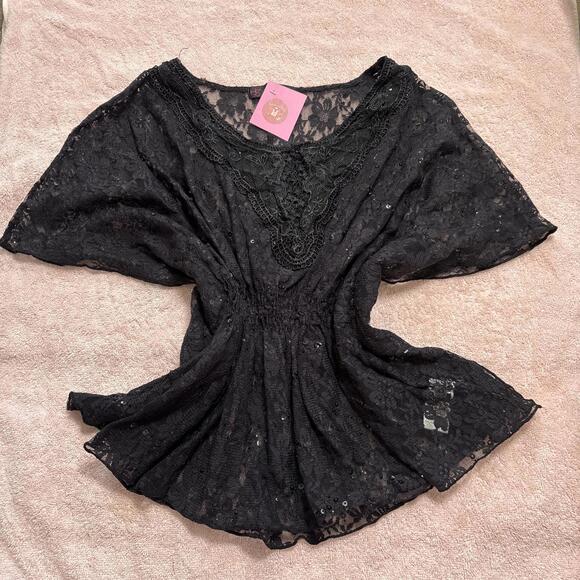 Heart Soul Tops - y2k grunge beaded lace‎ blouse